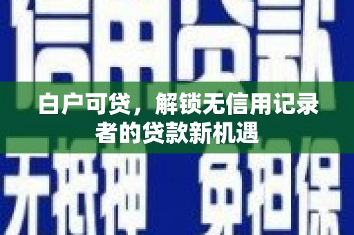 安南白户可贷，解锁无信用记录者的贷款新机遇