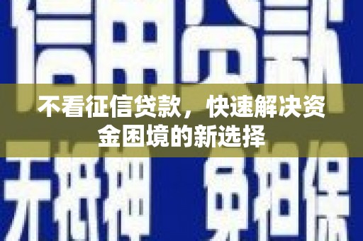 安南不看征信贷款，快速解决资金困境的新选择
