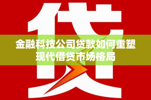 安南金融科技公司贷款如何重塑现代借贷市场格局