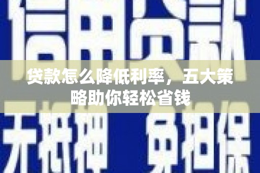 安南贷款怎么降低利率，五大策略助你轻松省钱